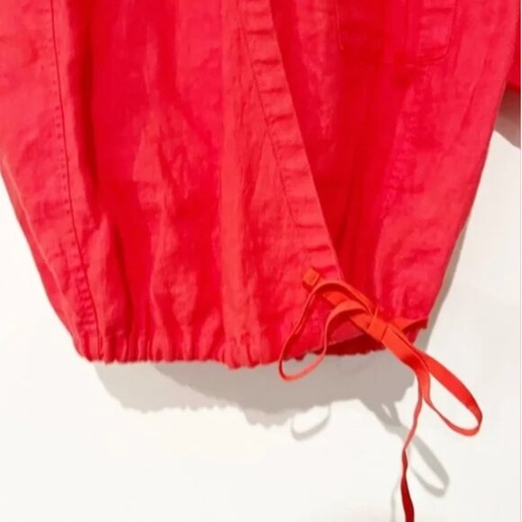 NEW! $79 ATHLETA Playa 100% Linen Wrap Crop TOP Coral Passionfruit Size S 4 6 - Picture 4 of 4